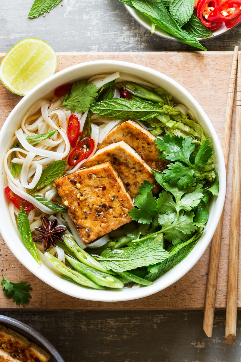 Vegan pho with spicy tofu - Lazy Cat Kitchen