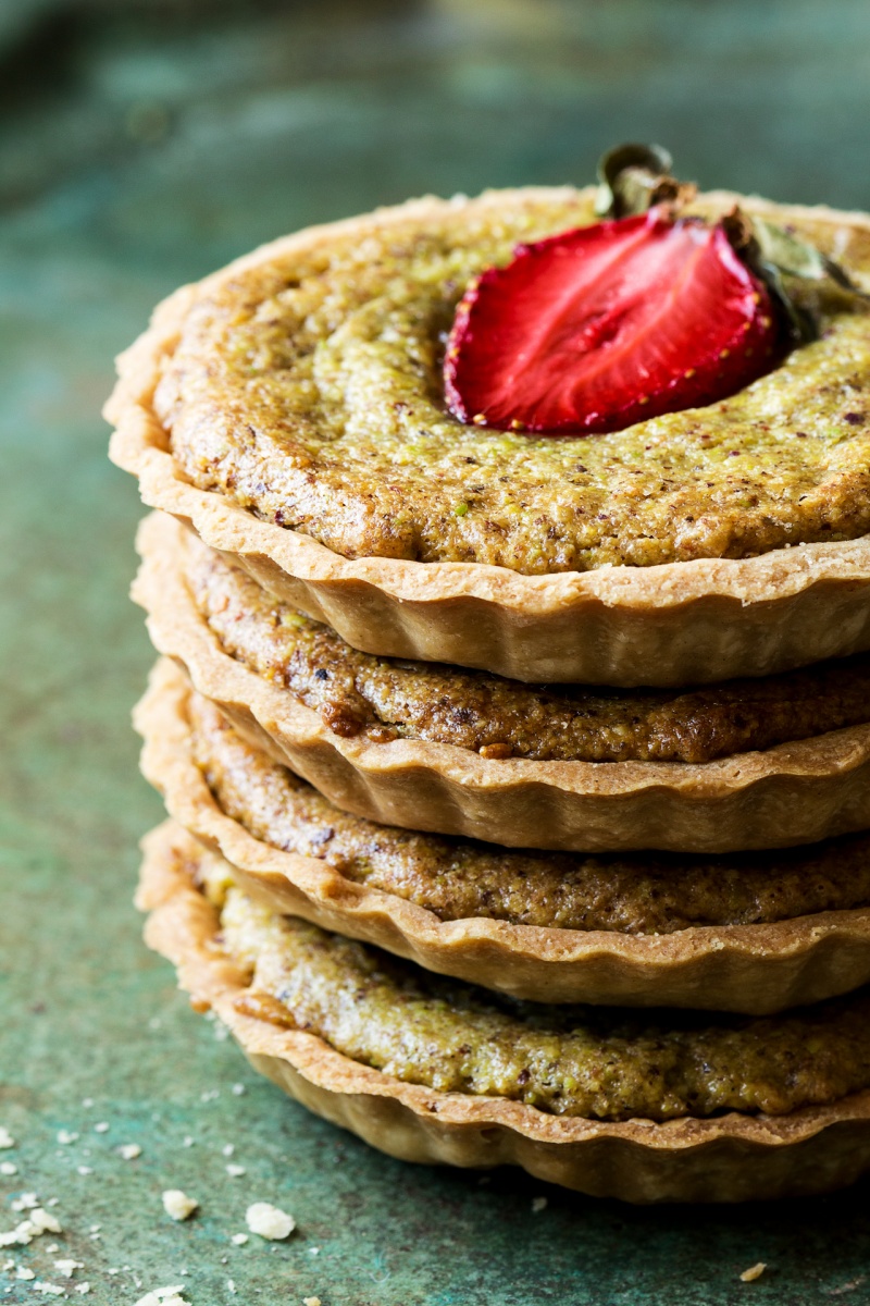 vegan pistachio frangipane stack