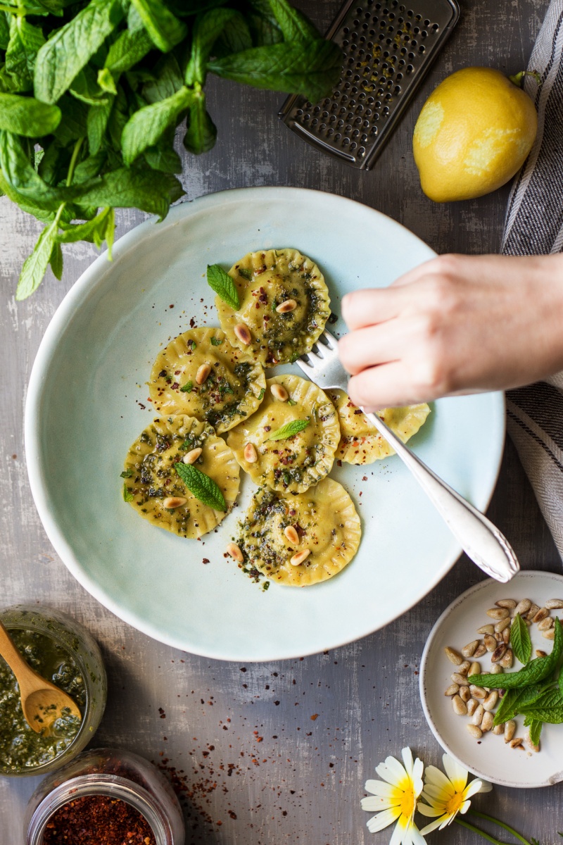 vegan ravioli broad bean styling