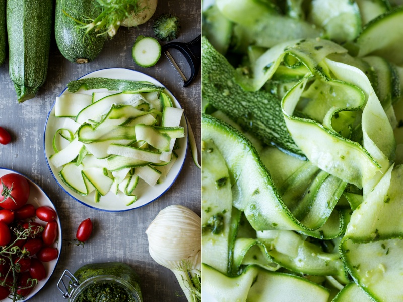 pesto zoodle salad zoodles