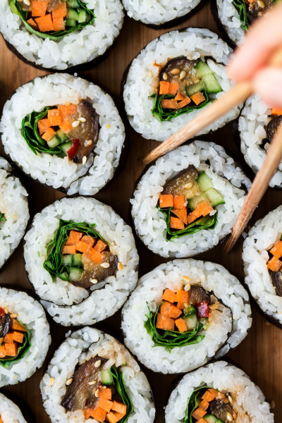 eggplant sushi macro