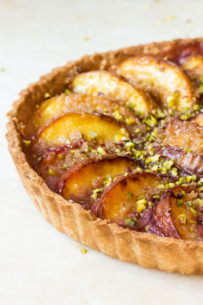 vegan peach tart side