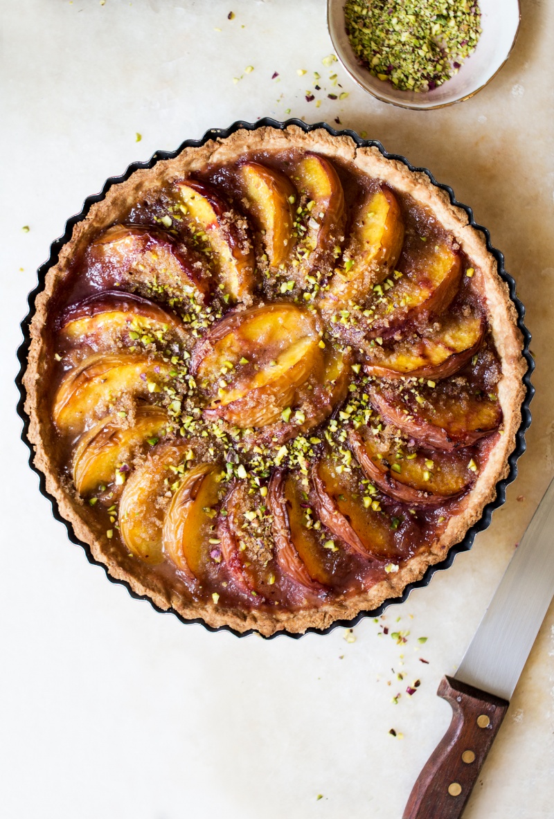 vegan peach tart whole