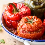 Yemista Greek stuffed peppers and tomatoes-image