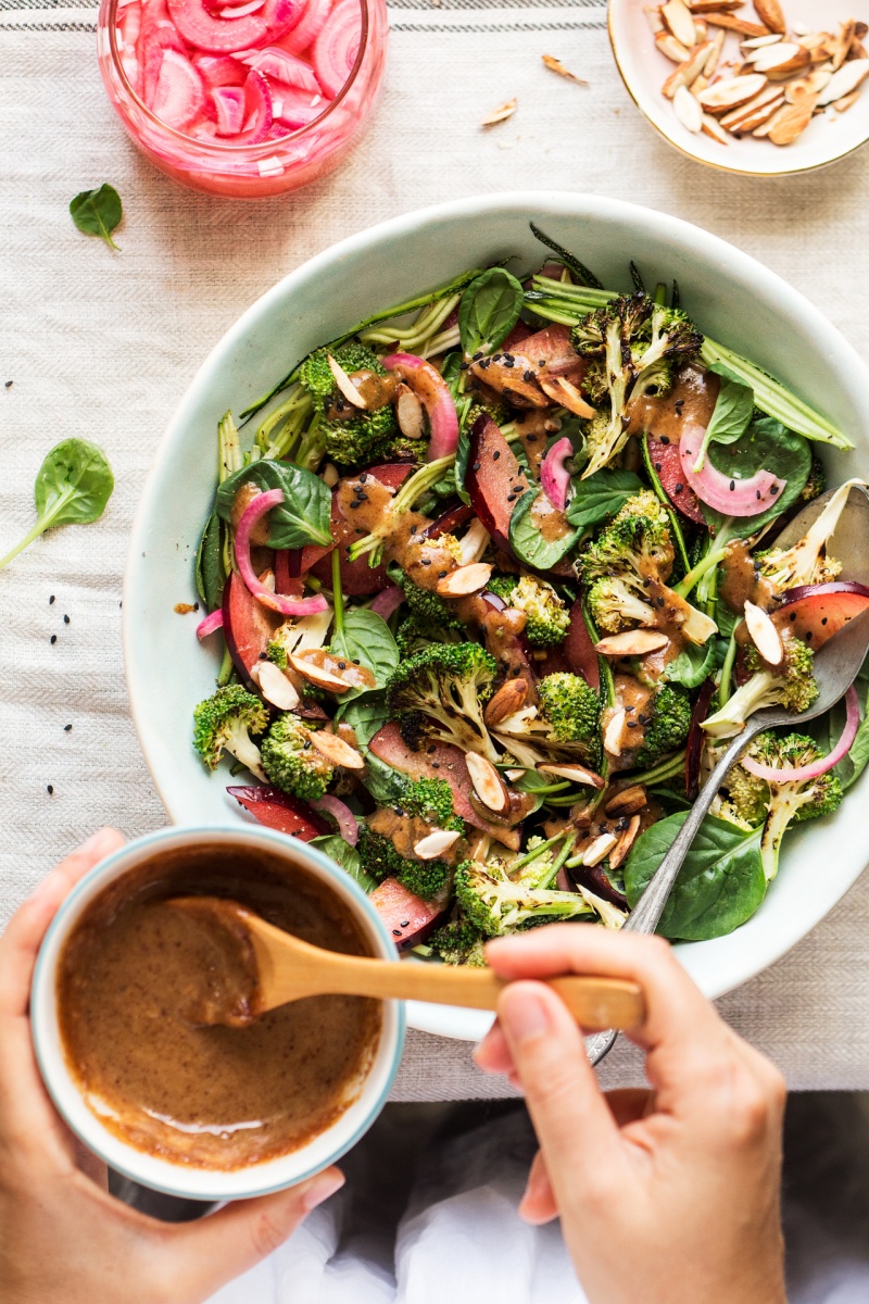 plum roasted broccoli salad