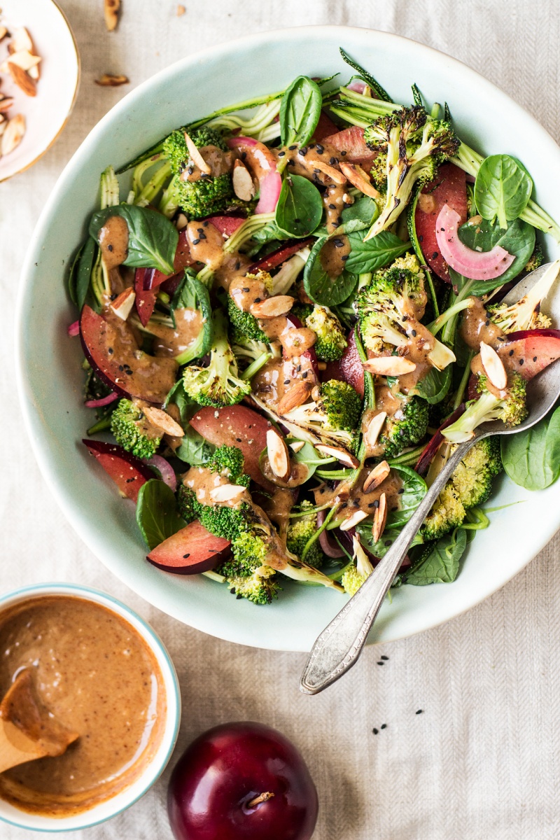 plum roasted broccoli salad bowl