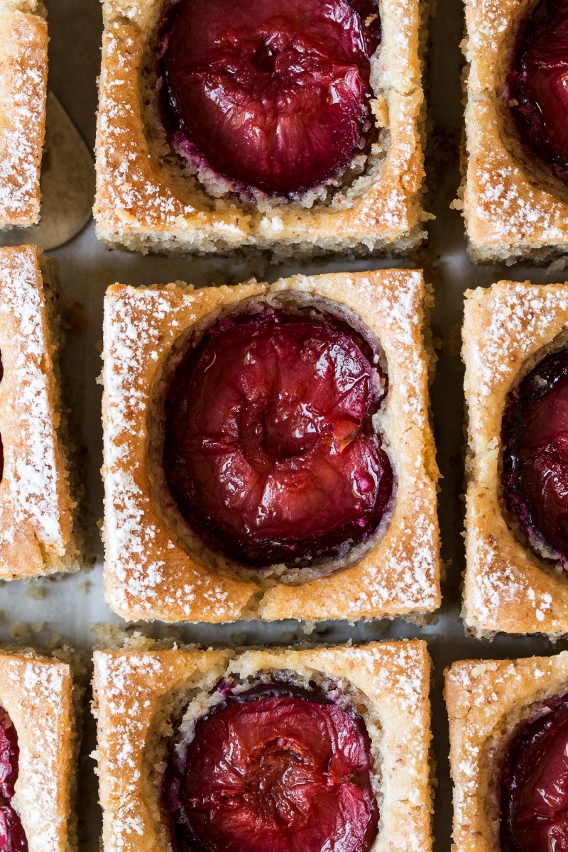 vegan german plum cake close up