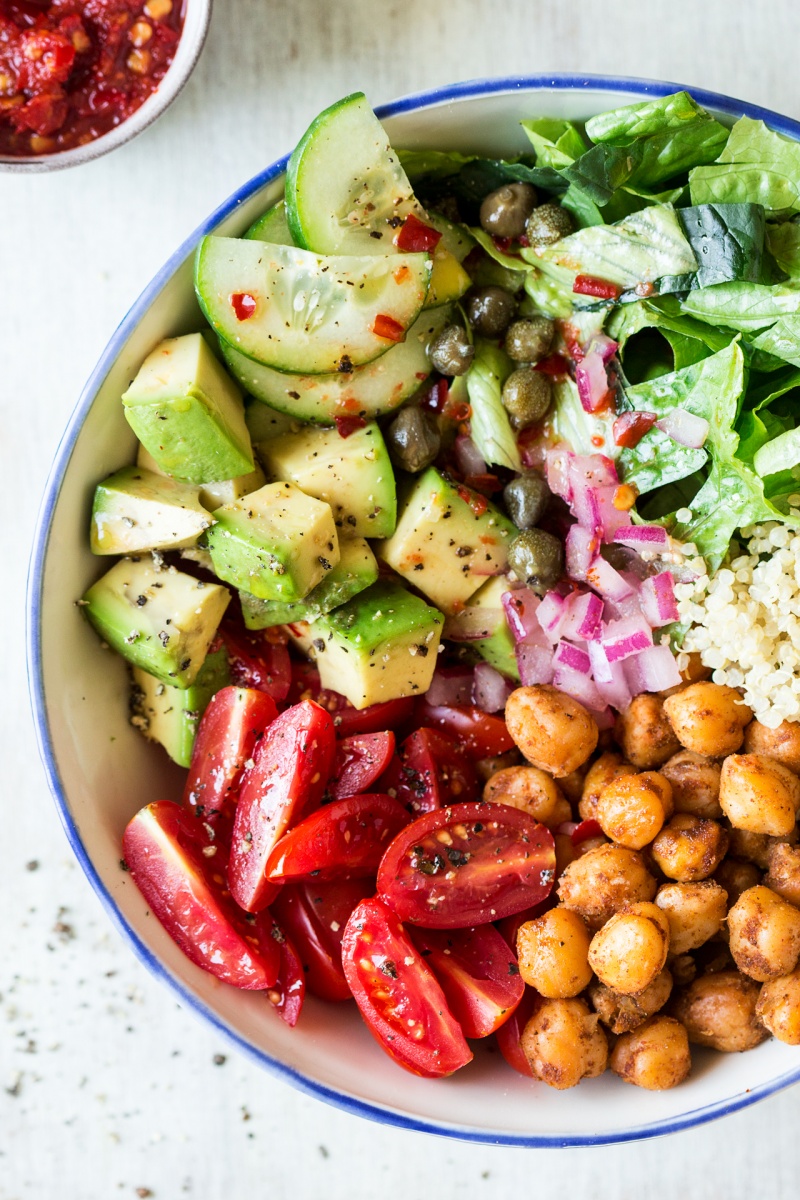 vegan lunch bowl close up