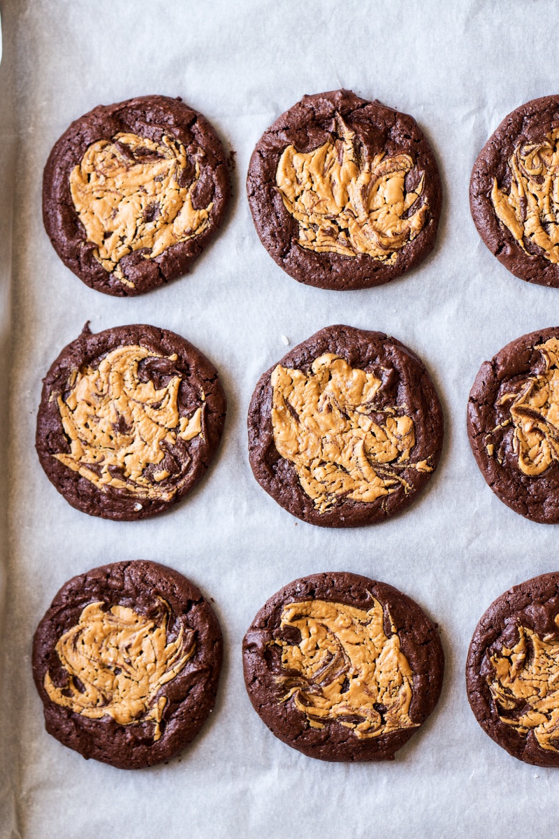 vegan brookies with peanut butter swirl tray