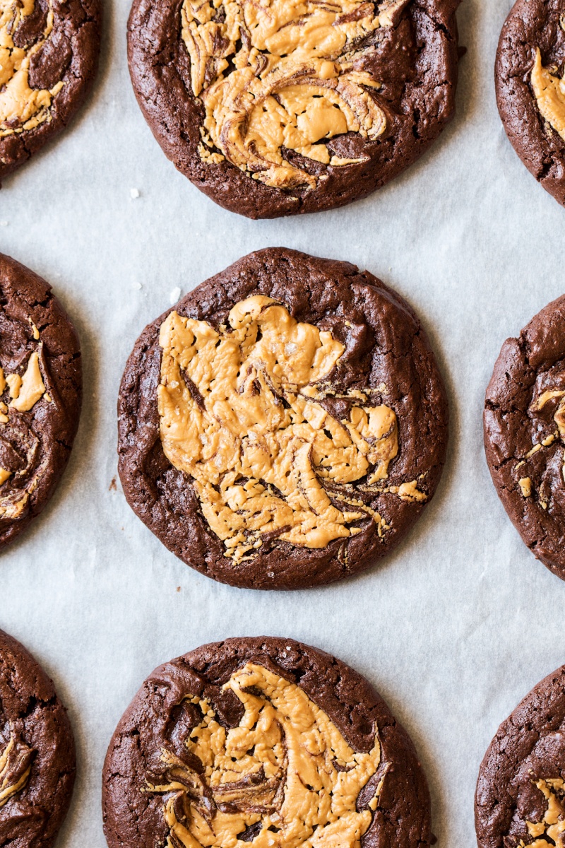 Vegan Brookies with Peanut Butter Swirl