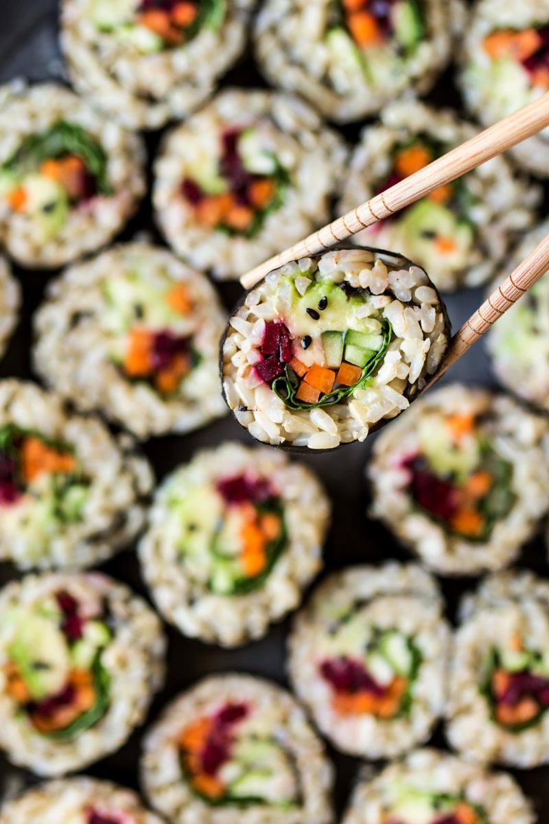 vegan brown rice sushi piece macro