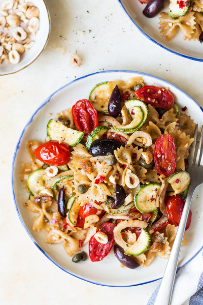 vegan caper pasta for one