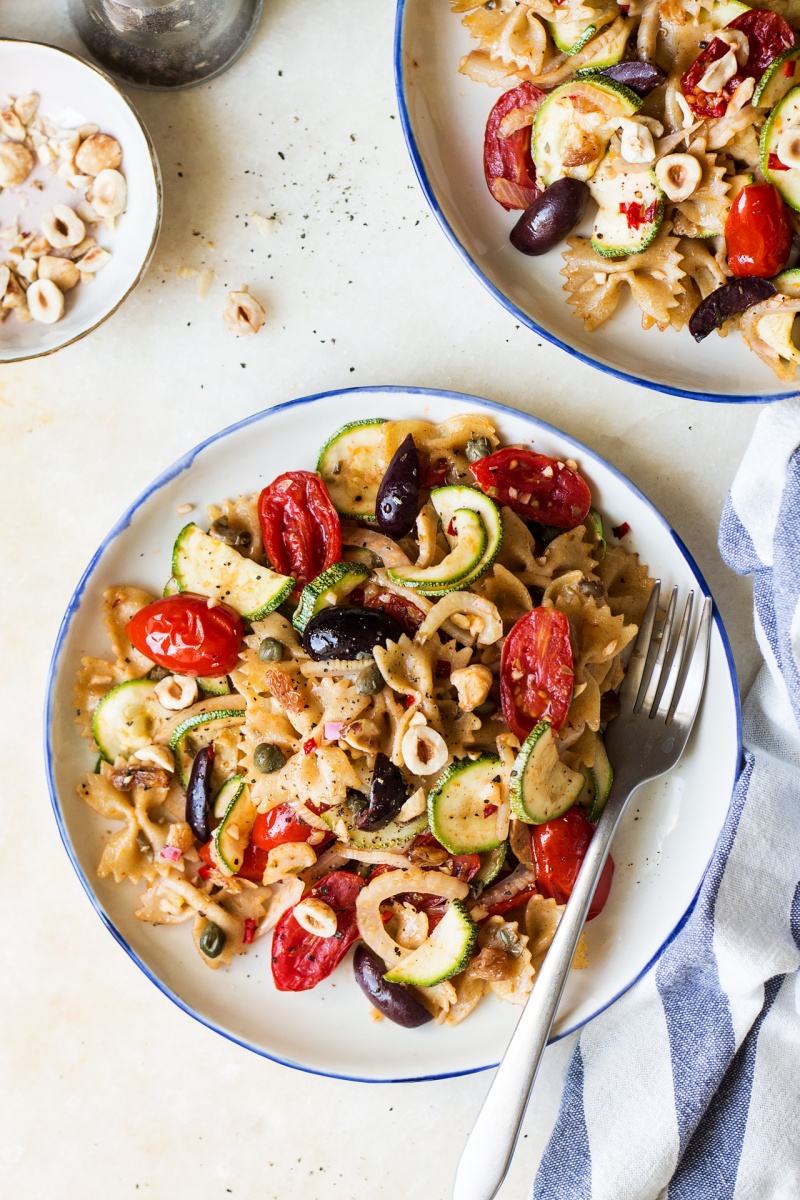 vegan caper pasta lunch