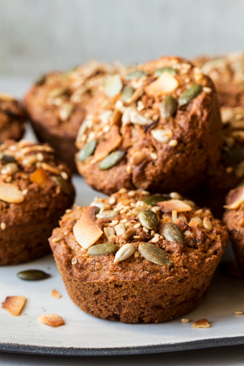 vegan carrot muffins stack