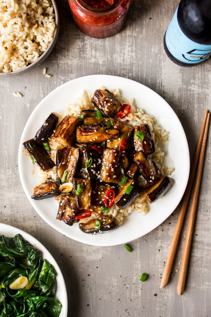 vegan chinese aubergine dinner