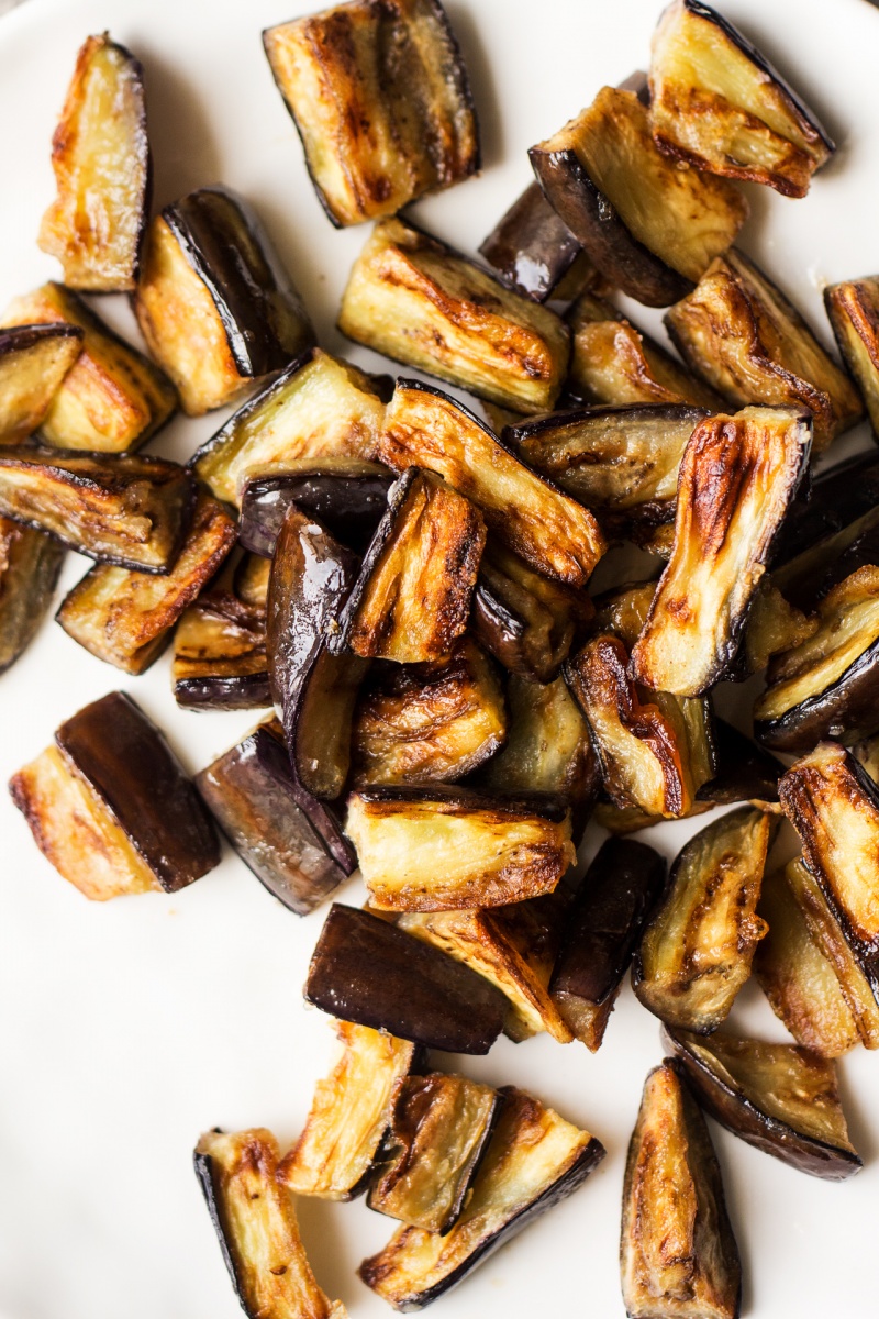 vegan chinese aubergine fried pieces