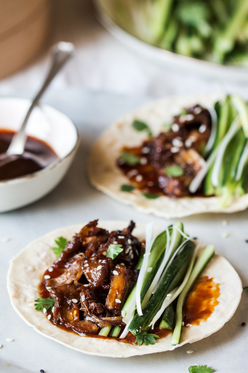 vegan duck pancakes side