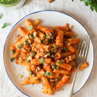 Vegan Roasted Pepper Pasta Lazy Cat Kitchen