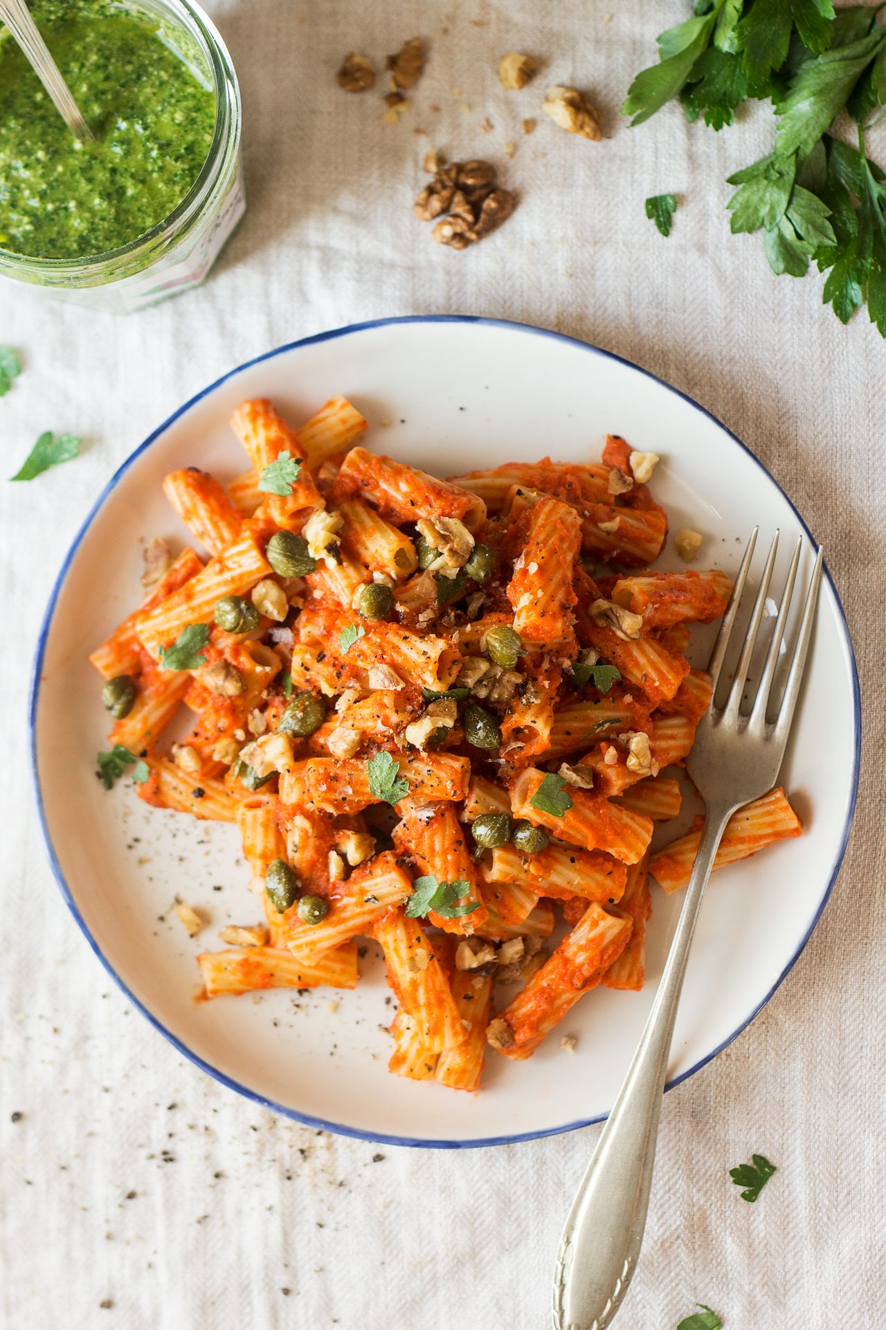 Vegan roasted pepper pasta Lazy Cat Kitchen