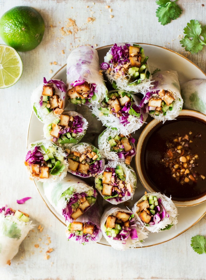 vegan summer rolls hoisin tofu plate