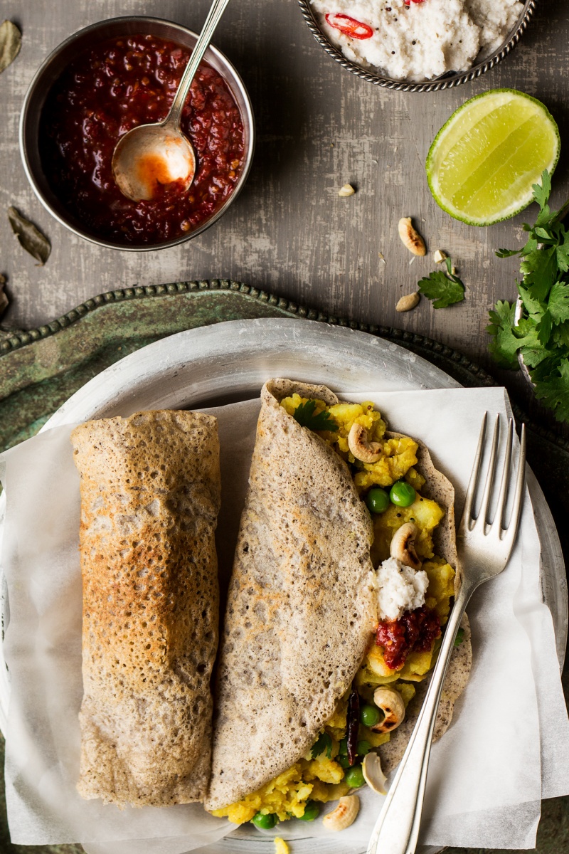 vegan masala dosa portion