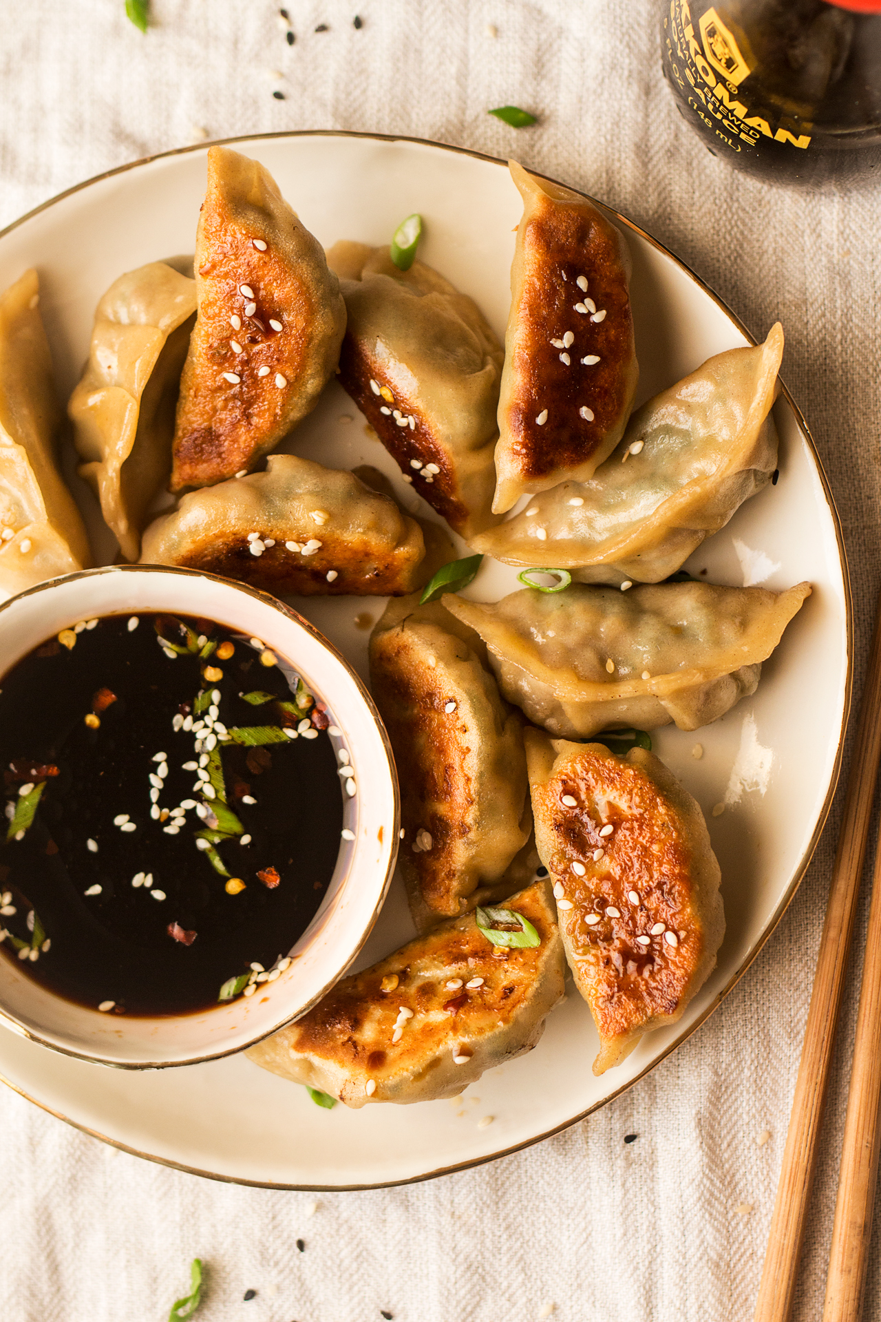 Vegan potstickers with oyster mushrooms - Lazy Cat Kitchen