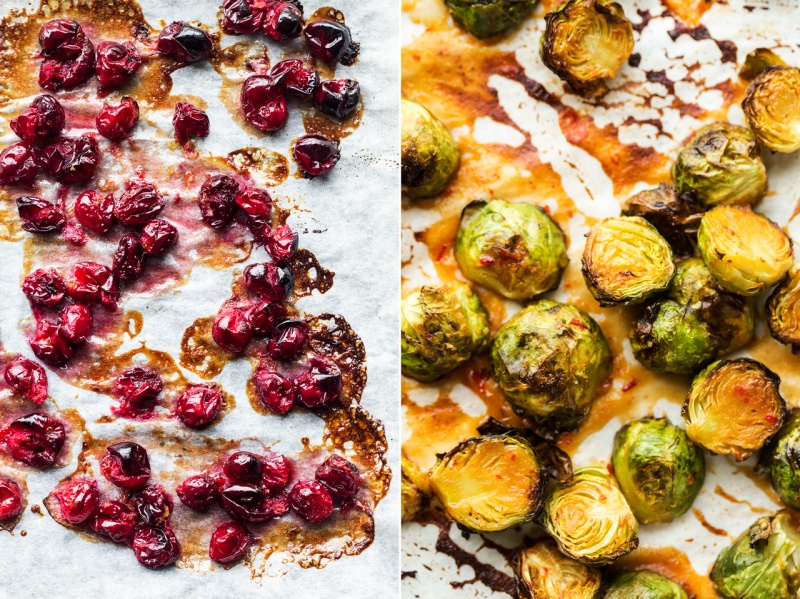 miso roasted brussel sprouts cranberries