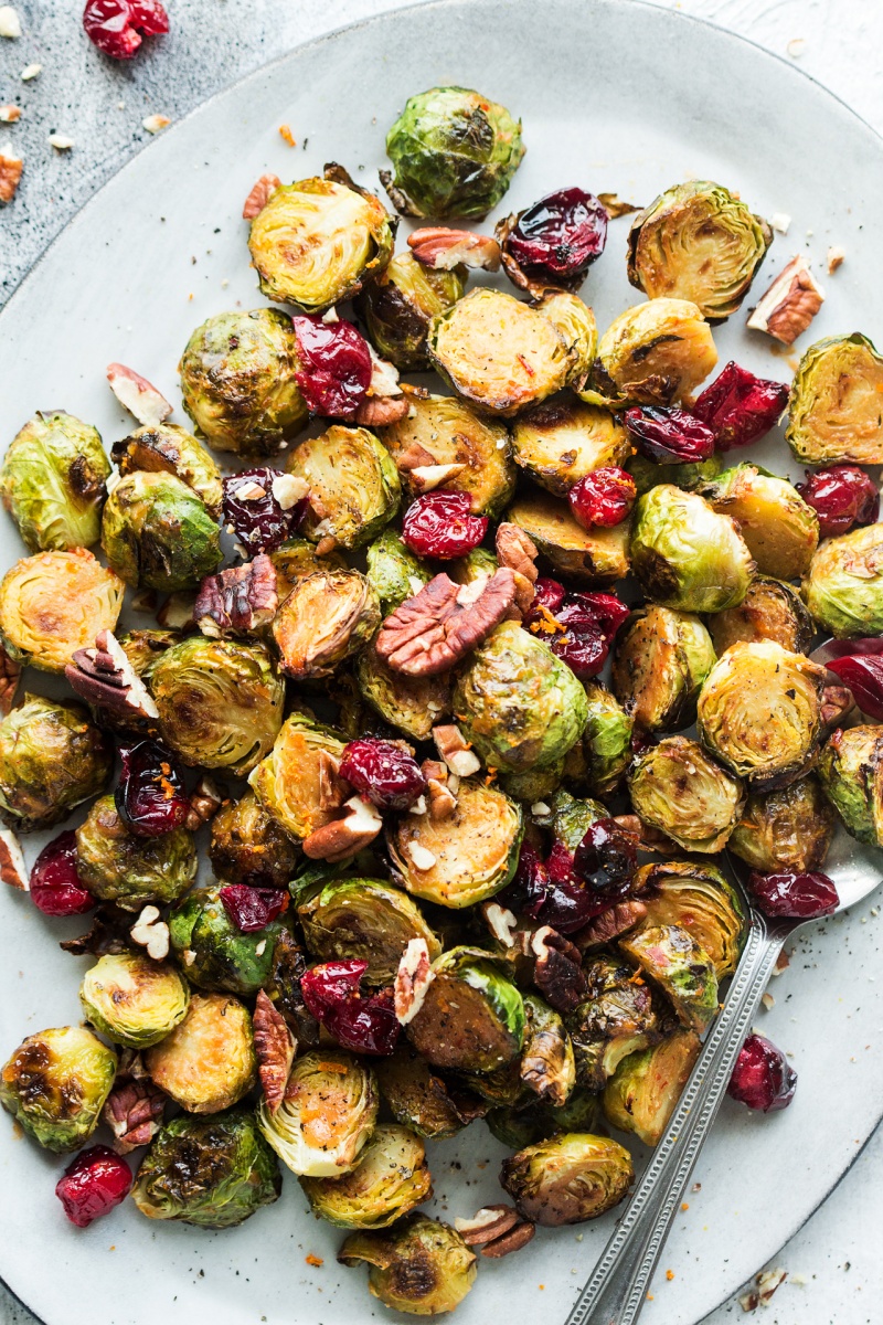 miso roasted brussel sprouts close up