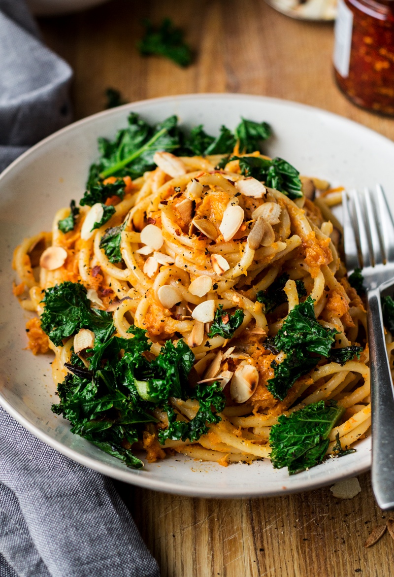 miso pumpkin pasta portion