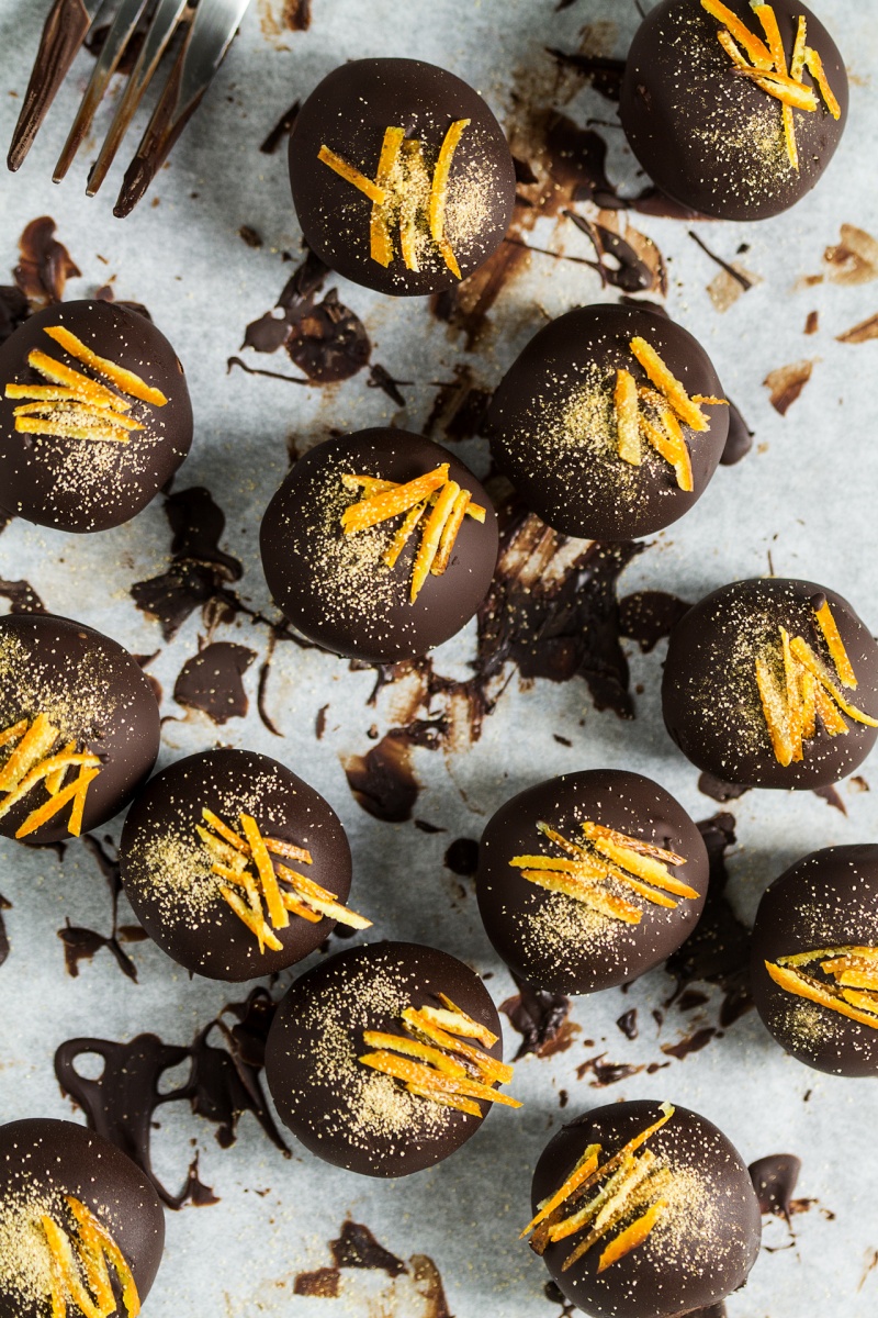 vegan christmas truffles decorated drying