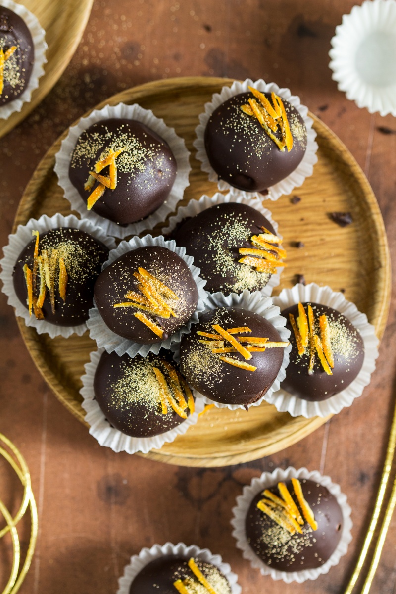 vegan christmas truffles serving