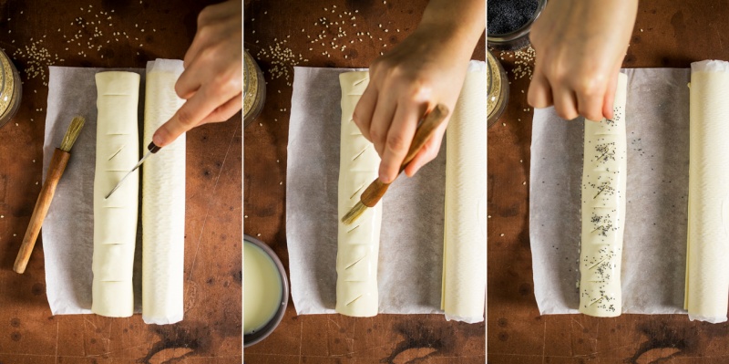 vegan sausage rolls making