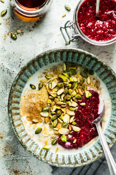 amaranth porridge raspberry chia jam