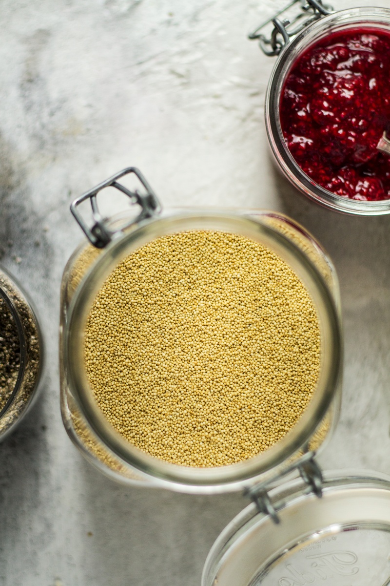 Amaranth porridge with raspberry chia jam - Lazy Cat Kitchen