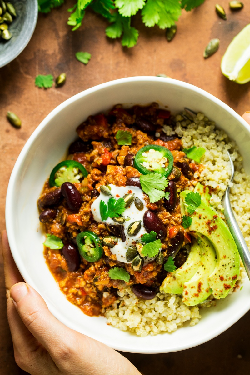 easy vegan chilli portion