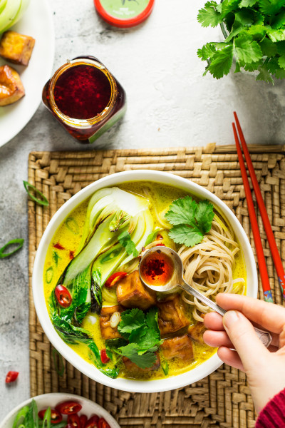 ginger turmeric broth chilli oil