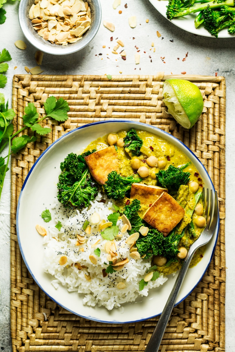 vegan tofu korma close up