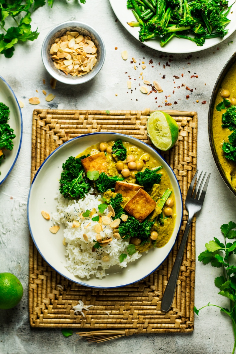 vegan tofu korma portion