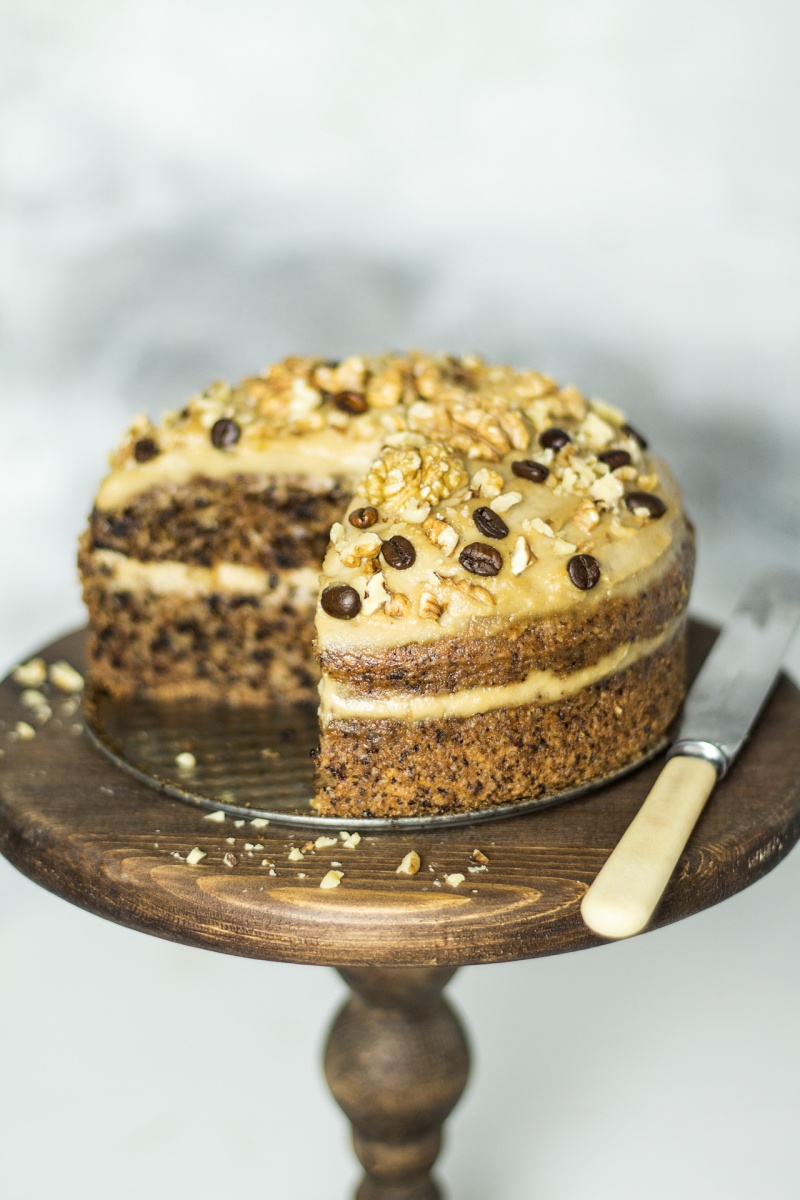 Vegan Walnut Cake With Coffee Frosting Lazy Cat Kitchen