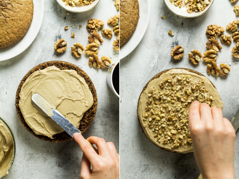 vegan walnut cake making