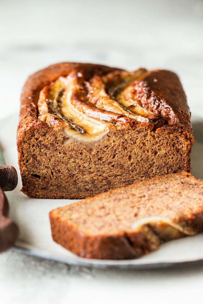 eggless banana bread cross section