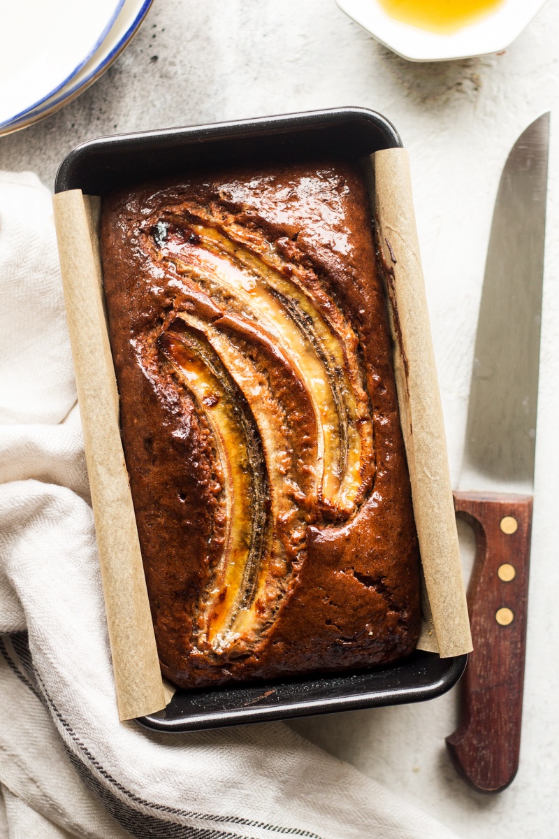 eggless banana bread tin