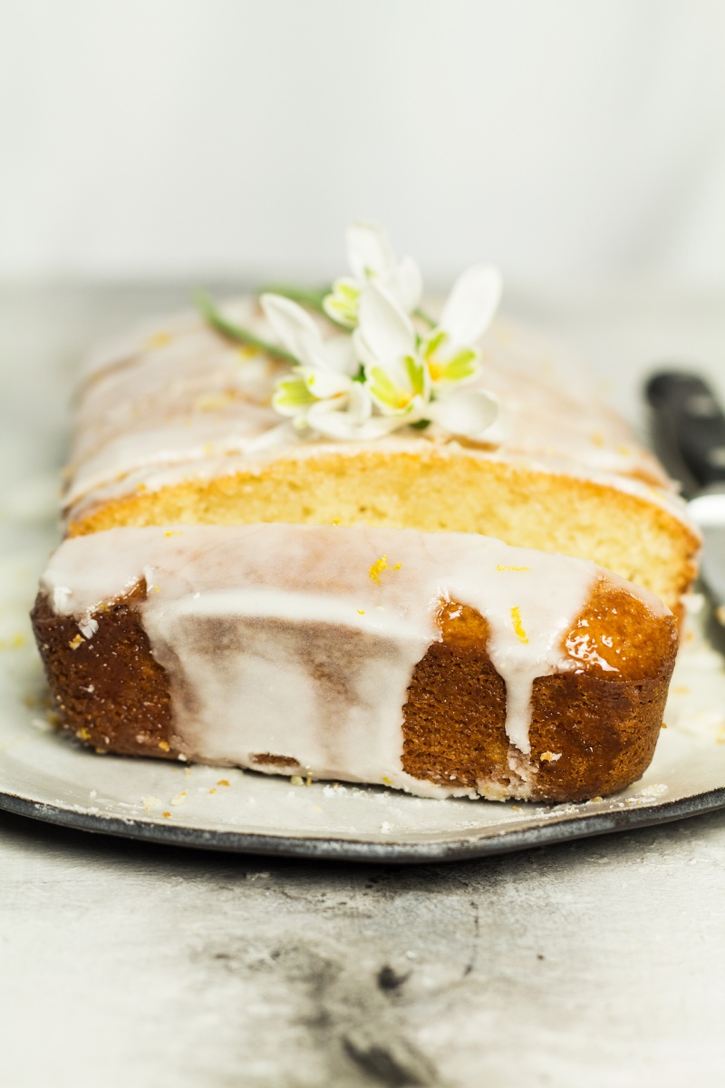 vegan lemon drizzle cake end piece