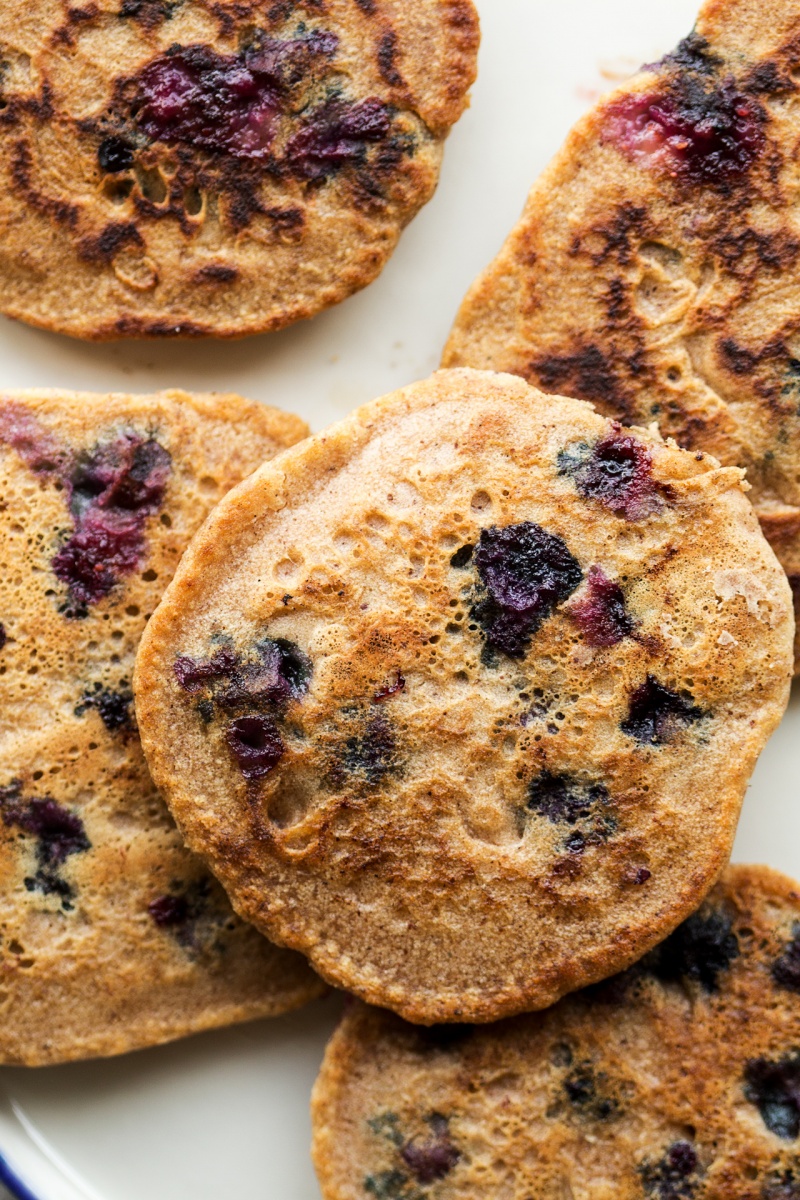 vegan blueberry pancakes jammy blueberries