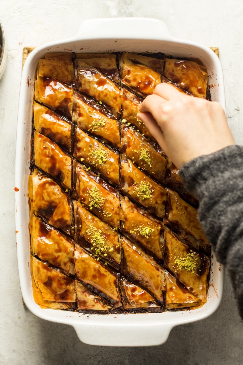 vegan date baklava pistachios