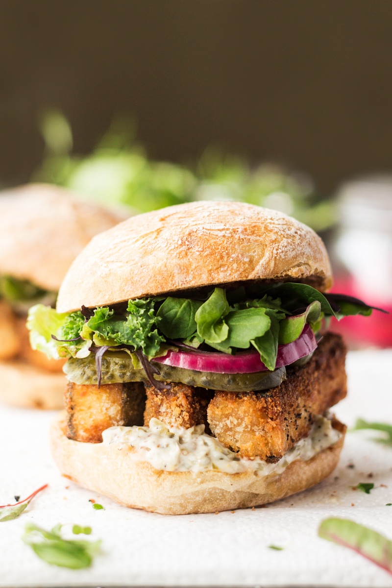 Vegan fish finger sandwich - Lazy Cat Kitchen