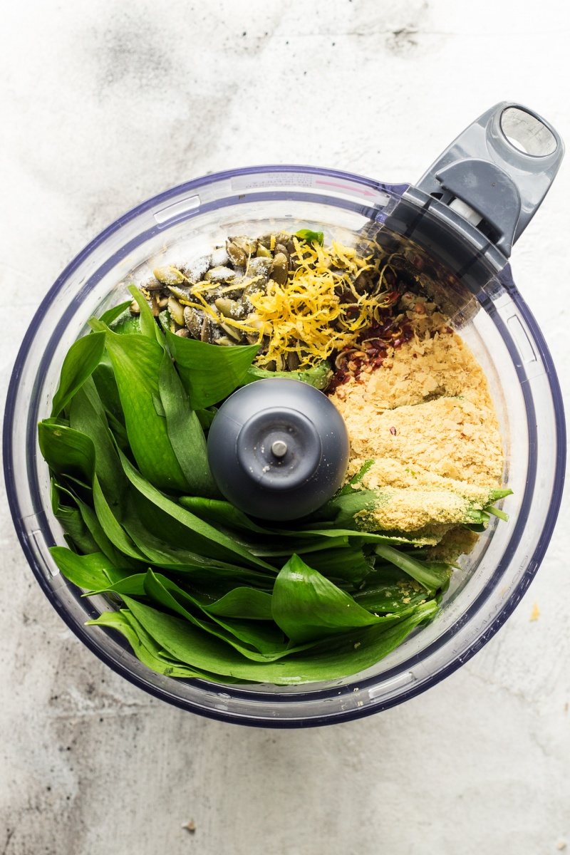 vegan wild garlic pesto food processor