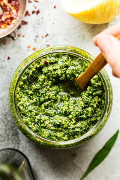 wild garlic pesto jar