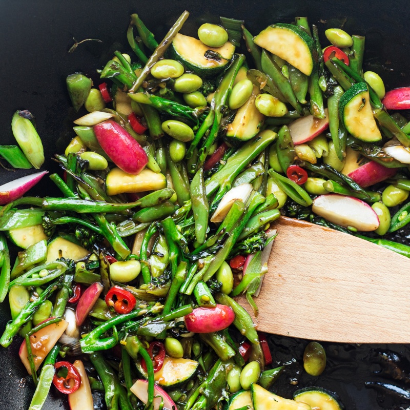 simple stir fry in wok