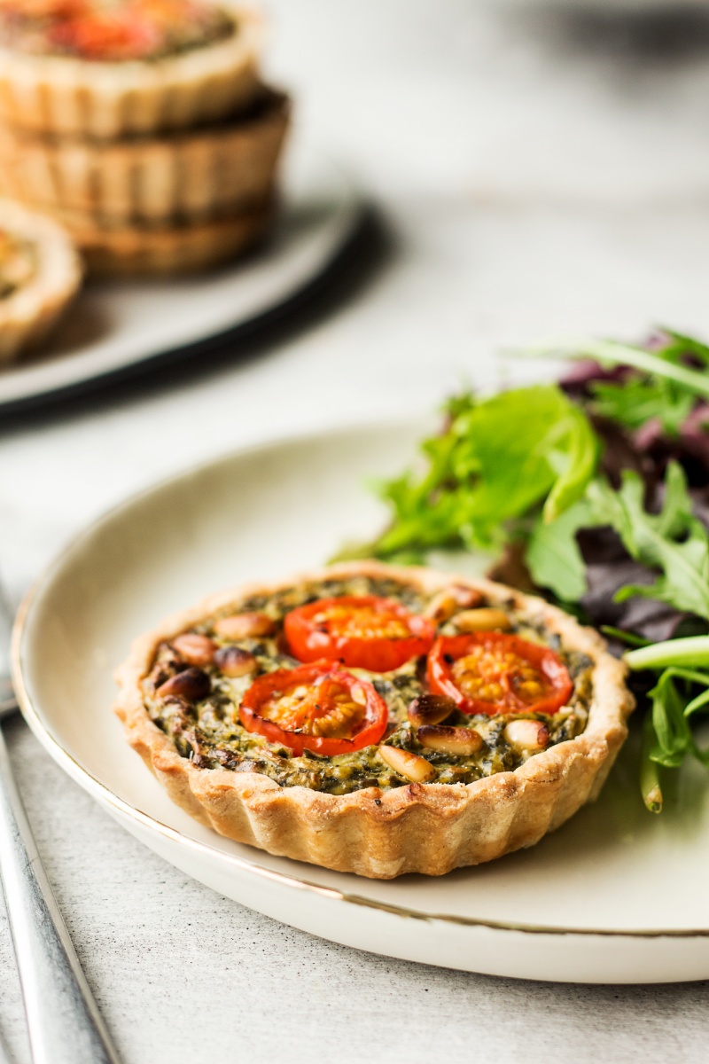 vegan quiche tarts salad